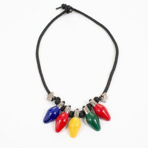 Flying Colors Painted Ceramic Beaded Christmas Holiday Lights Necklace